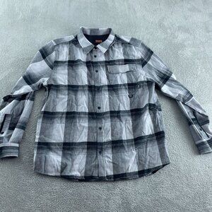Bass Outdoor Mens Plaid Button-Up Shirt Gray/Black Long Sleeve M NWT 2614